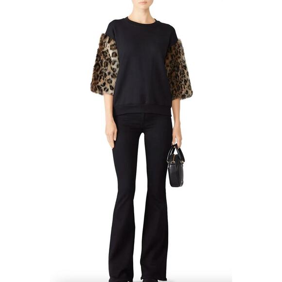 Harvey Faircloth Sweaters - Harvey Faircloth Faux Leopard Sleeve Sweatshirt SZ M